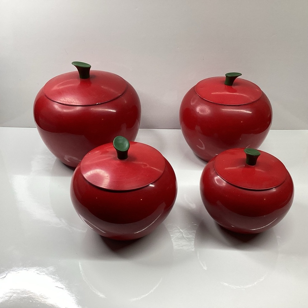 Red Apple-Shaped Canister Set